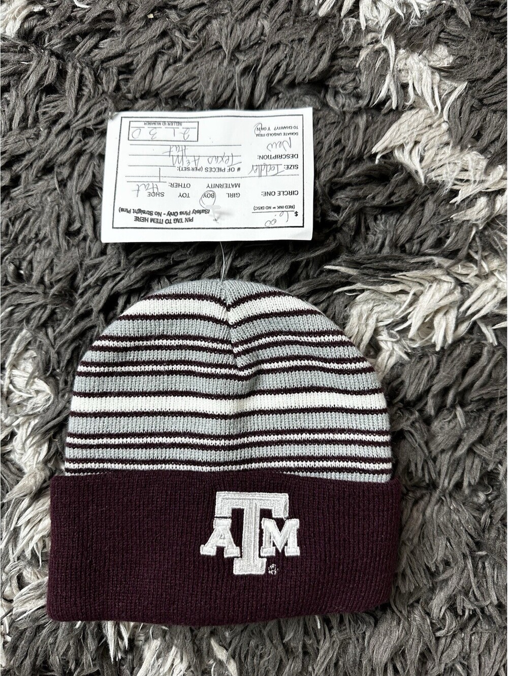 NWT Texas A&M Aggies Toddler Knit Beanie Hat Maroon Striped Winter Cap